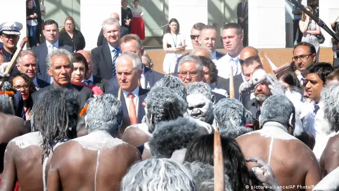 Aborigines protesting outside Parliament in Canberra