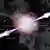 Impresión de un flujo de salida de un brotes de rayos gamma (GRB) mostrando la fase rápida (flash de rayos gamma), el choque inverso y el choque directo.