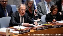 Russian foreign Minister Sergey Lavrov at the meeting of the UN Security Council