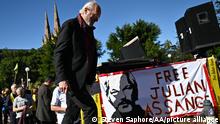澳大利亚政府也在呼吁结束对阿桑奇的起诉。图为今年5月悉尼要求释放阿桑奇的抗议活动。阿桑奇是澳大利亚人