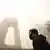 Contaminación del aire en Pekín, China, a partir de una tormenta de arena.