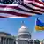 USA, Washington | US & Ukraine Flaggen vor dem Capitol 